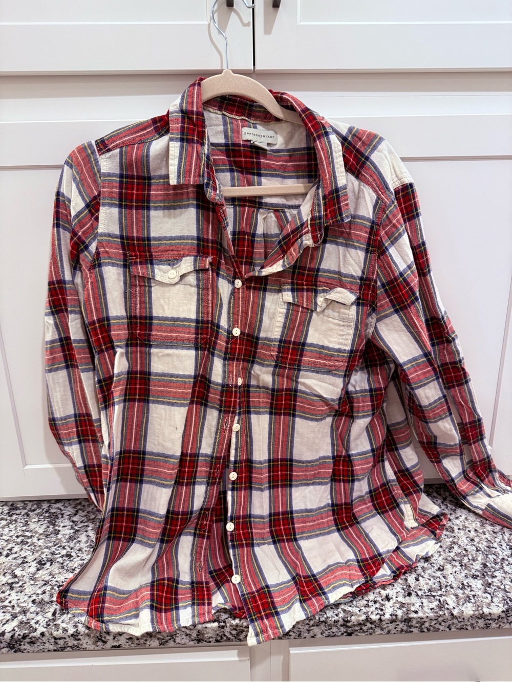 Red Plaid Button-Up Shirt -